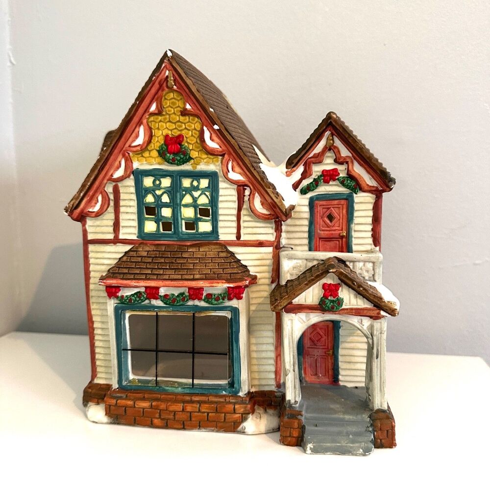 Vintage Ceramic Christmas Village House Light Up Holiday Decor Building